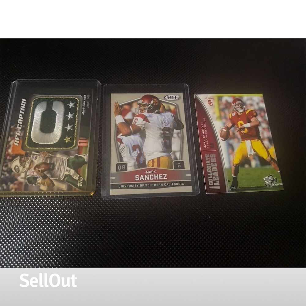 Mark Sanchez NFL Trading Card Lot 3 Cards Rookie & Captain Patch